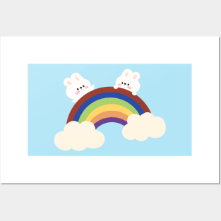 Happy pride month rainbow and rabbits Posters and Art